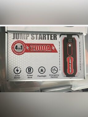 NIB Portable 2000A Jump Starter Power Bank - Red and Black